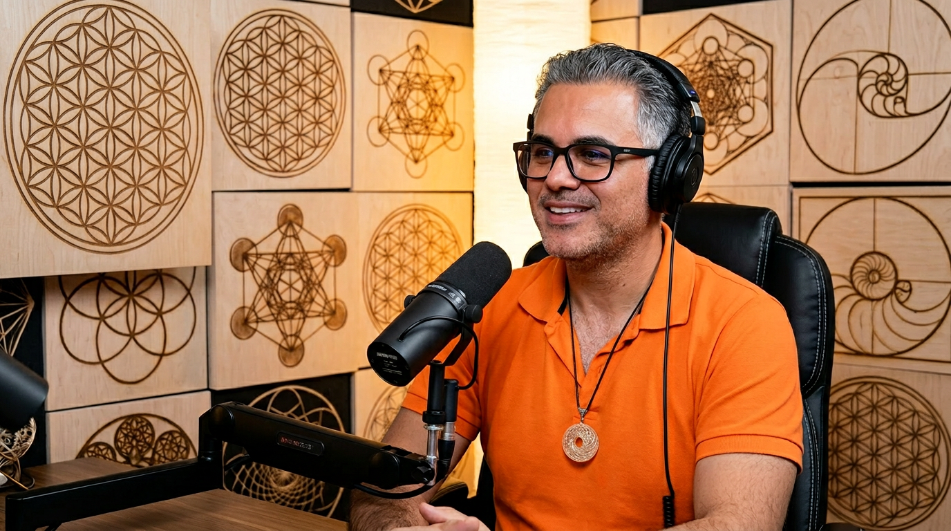 Art Tawanghar wearing headphones in his studio